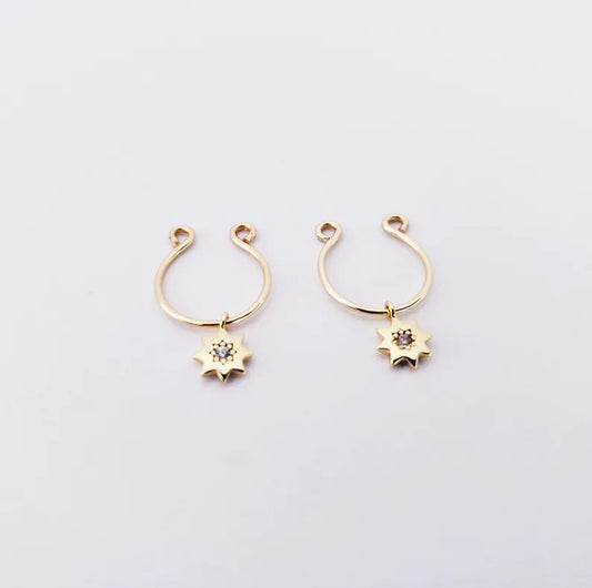Gold Nipple Rings with 18k Stars