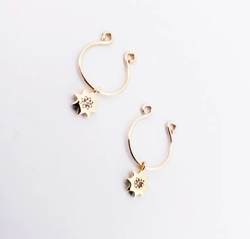 Gold Nipple Rings with 18k Stars