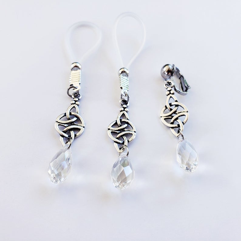 Crystal Celtic and Knot Crystal Set, Nipple Dangles and VCH Clip