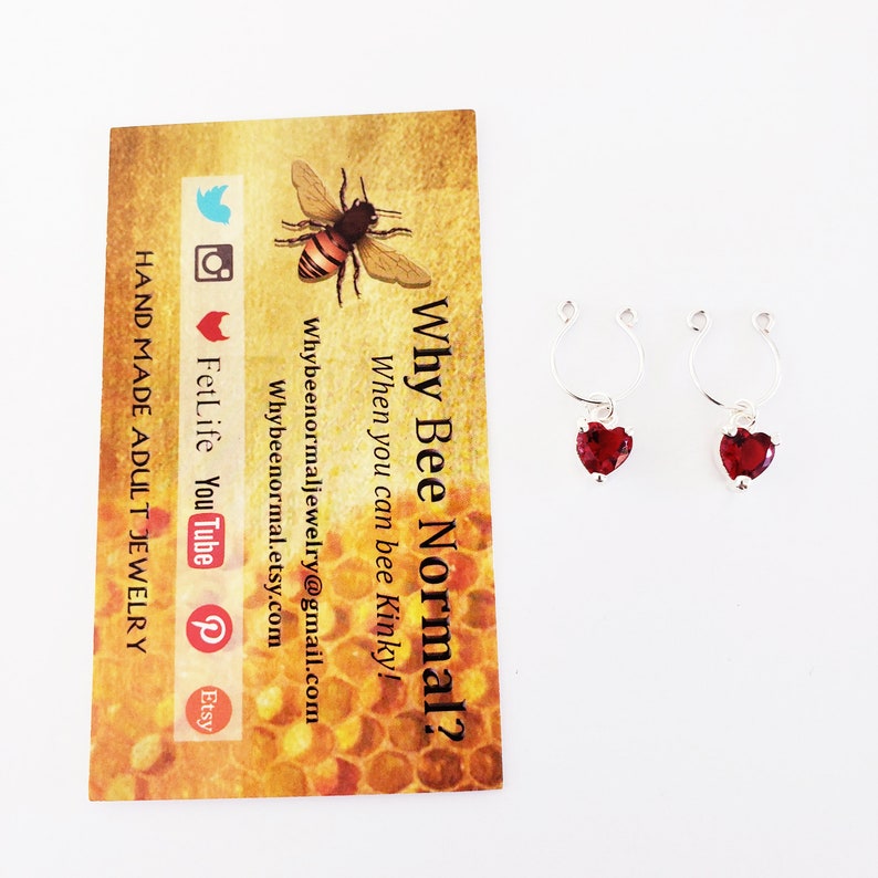 Nipple Rings with Red Gemstone Hearts *Limited Quantities*