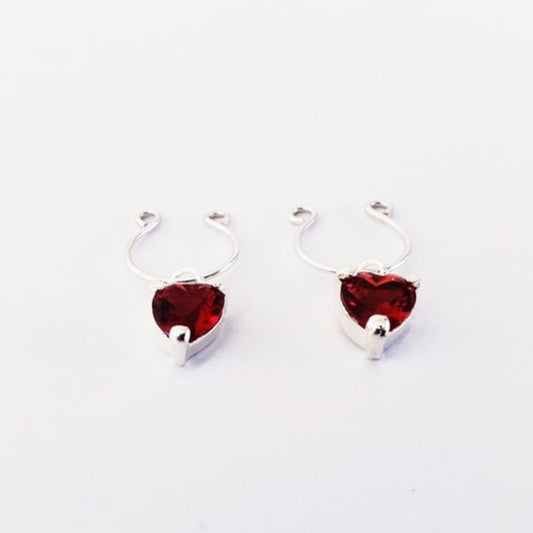 Nipple Rings with Red Gemstone Hearts *Limited Quantities*