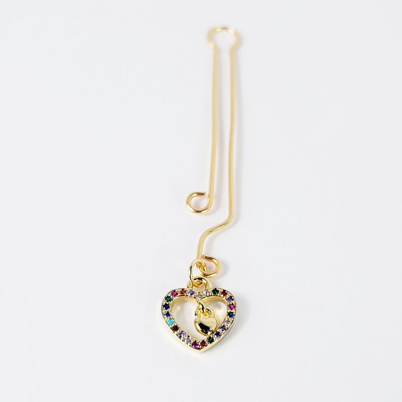 Gold Labia Clip with Gemstone Heart