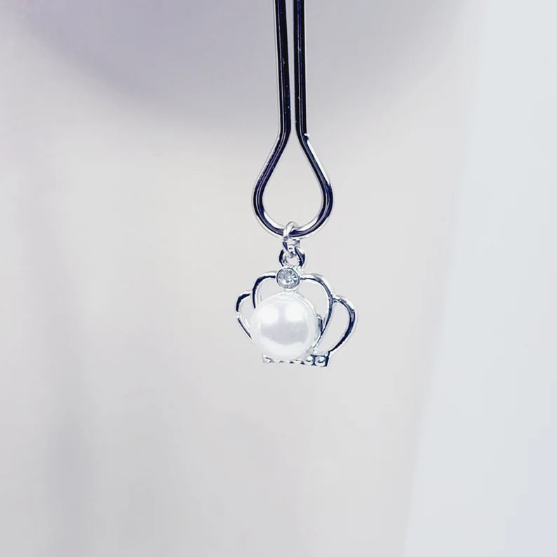 Straight Nipple Clamps with Crown and Pearl