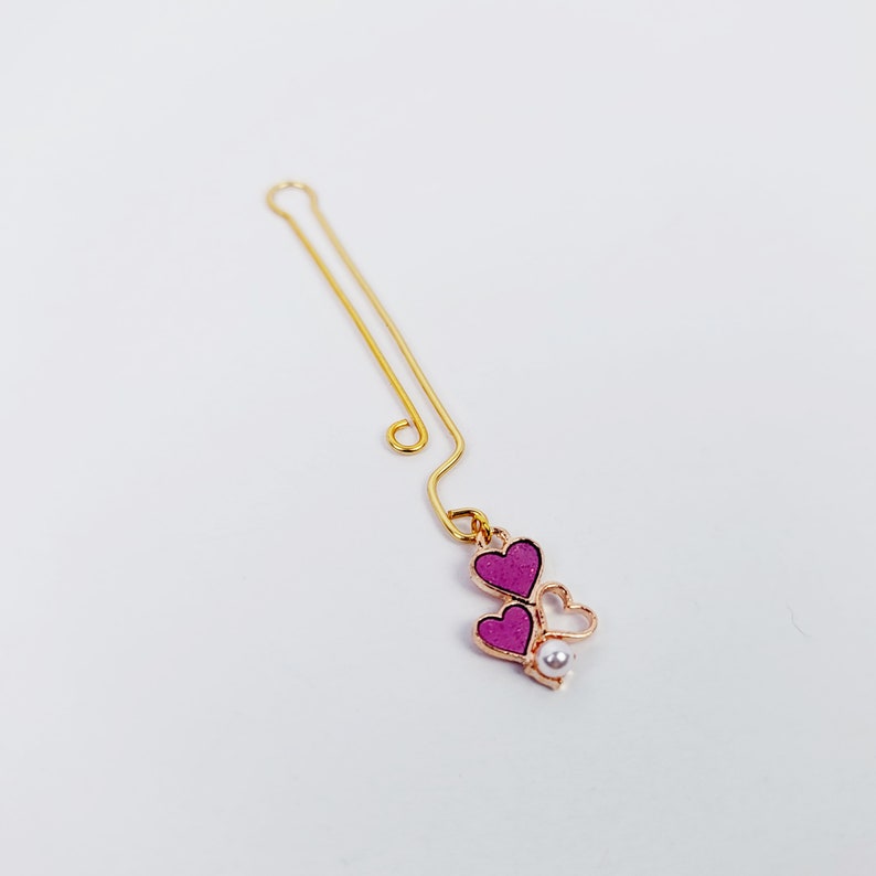 Gold Labia/Clit Clip with Pink Hearts and Pearls