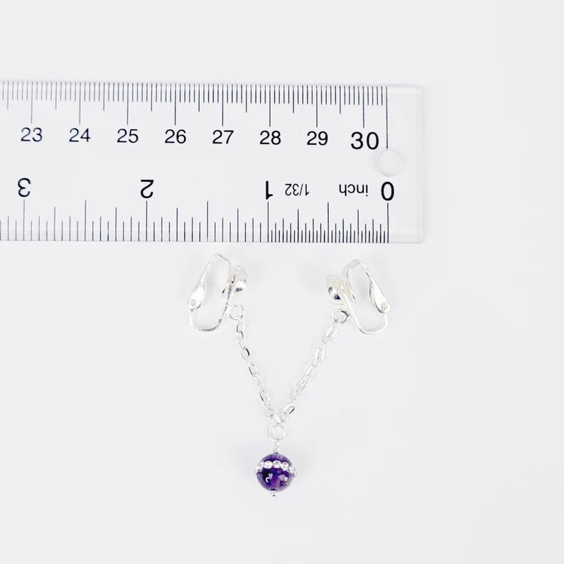 Non Piercing Nipple Rings and Labia Chain Dangle with Sparkling Amethyst or Rose Quartz Beads. Erotic Body Jewelry Set. MATURE, BDSM