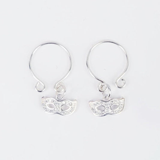 Nipple Rings with Sterling Silver Masquerade Masks