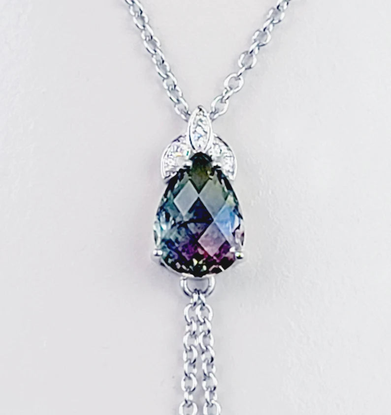 Gemstone Necklace to Nipple with Non Piercing Nipple Nooses Or Nipple Clamps. MATURE, BDSM