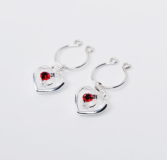 Nipple Rings with Hearts and Gem