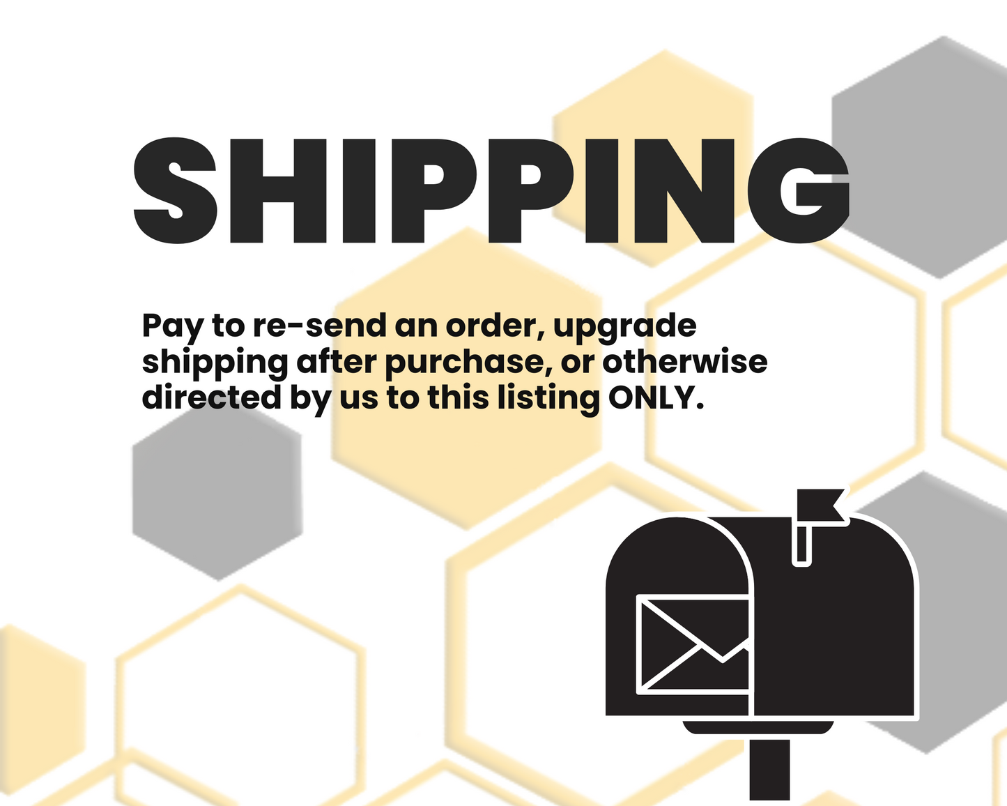 Extra Shipping Charges Only!  To Re-Pay for Shipping if needed.