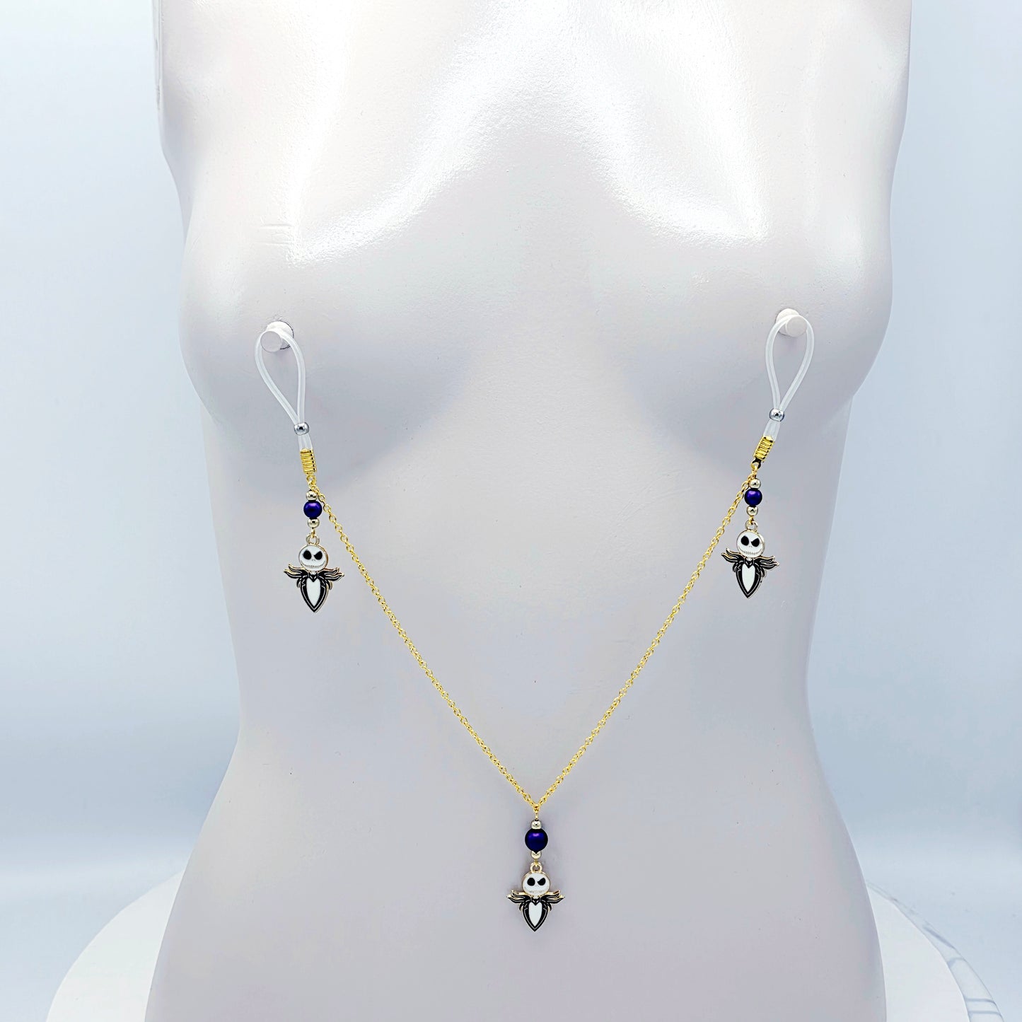 Halloween Christmas Nipple Chains with Non-Piercing Nipple Nooses or Clamps.