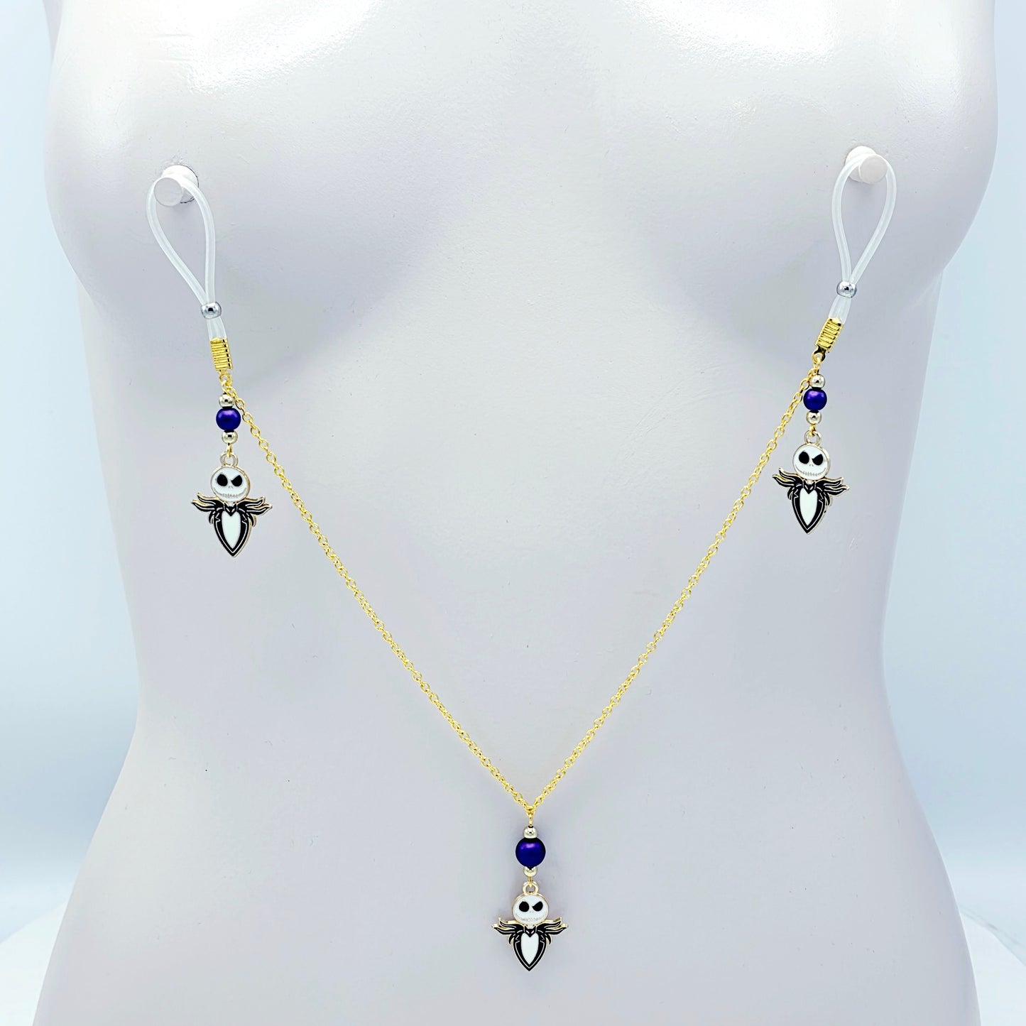 Halloween Christmas Nipple Chains with Non-Piercing Nipple Nooses or Clamps.