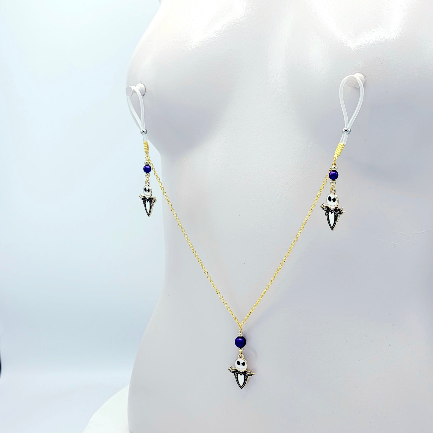 Halloween Christmas Nipple Chains with Non-Piercing Nipple Nooses or Clamps.