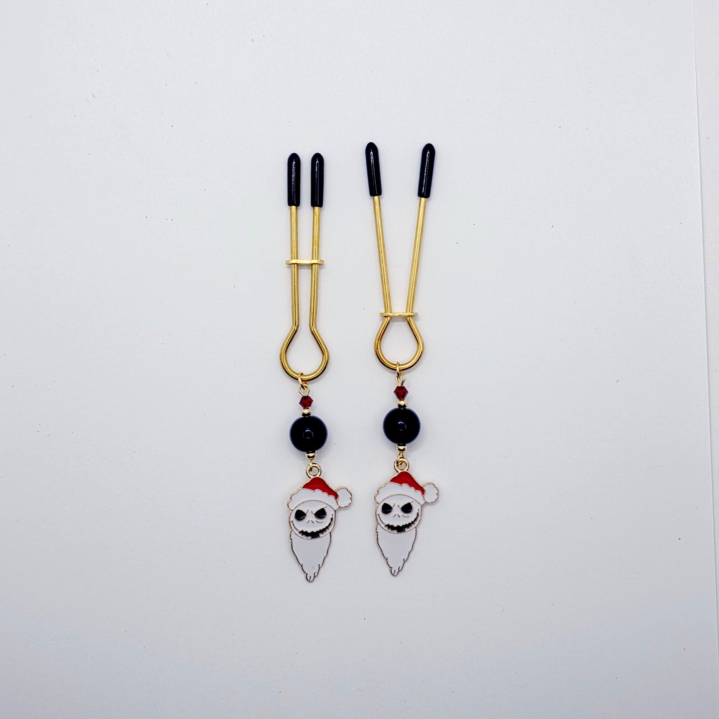 Skeleton Santa Gold Straight Tweezer Nipple Clamps