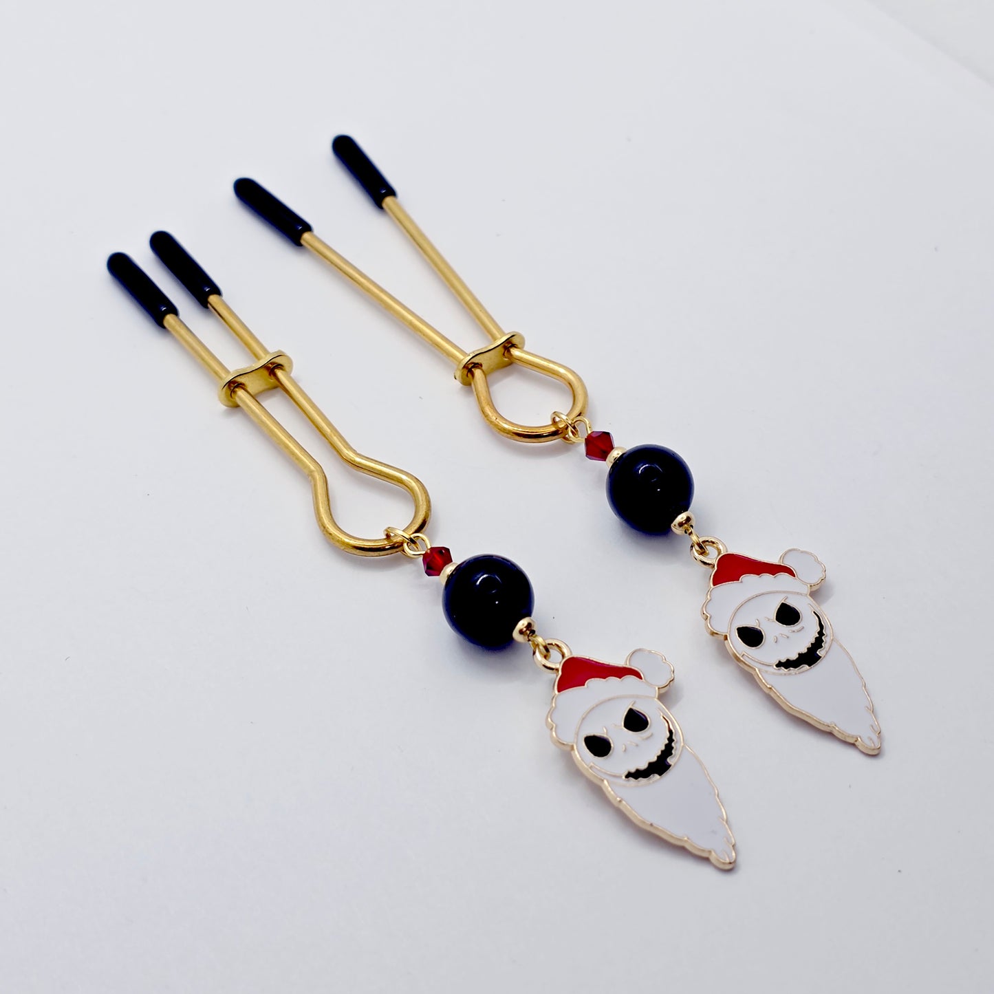 Skeleton Santa Gold Straight Tweezer Nipple Clamps