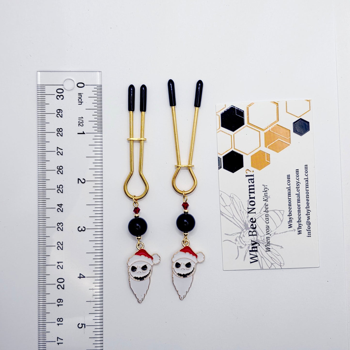 Skeleton Santa Gold Straight Tweezer Nipple Clamps