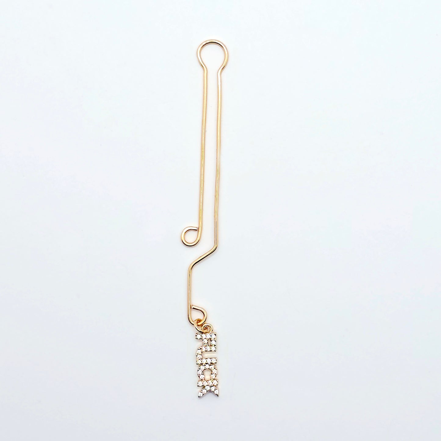 Naughty Gold Labia Clip with CZ Pendant - FUCK