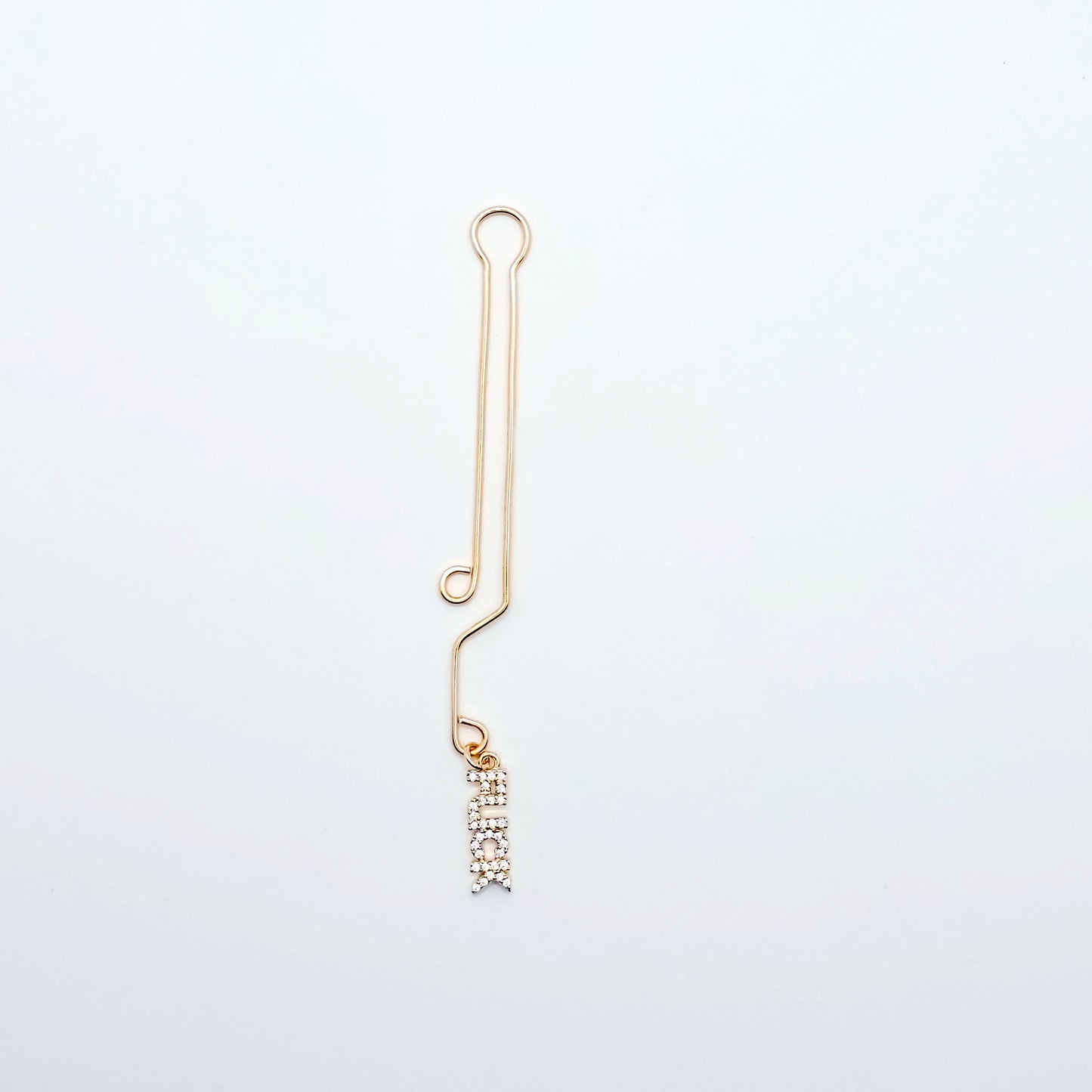 Naughty Gold Labia Clip with CZ Pendant - FUCK