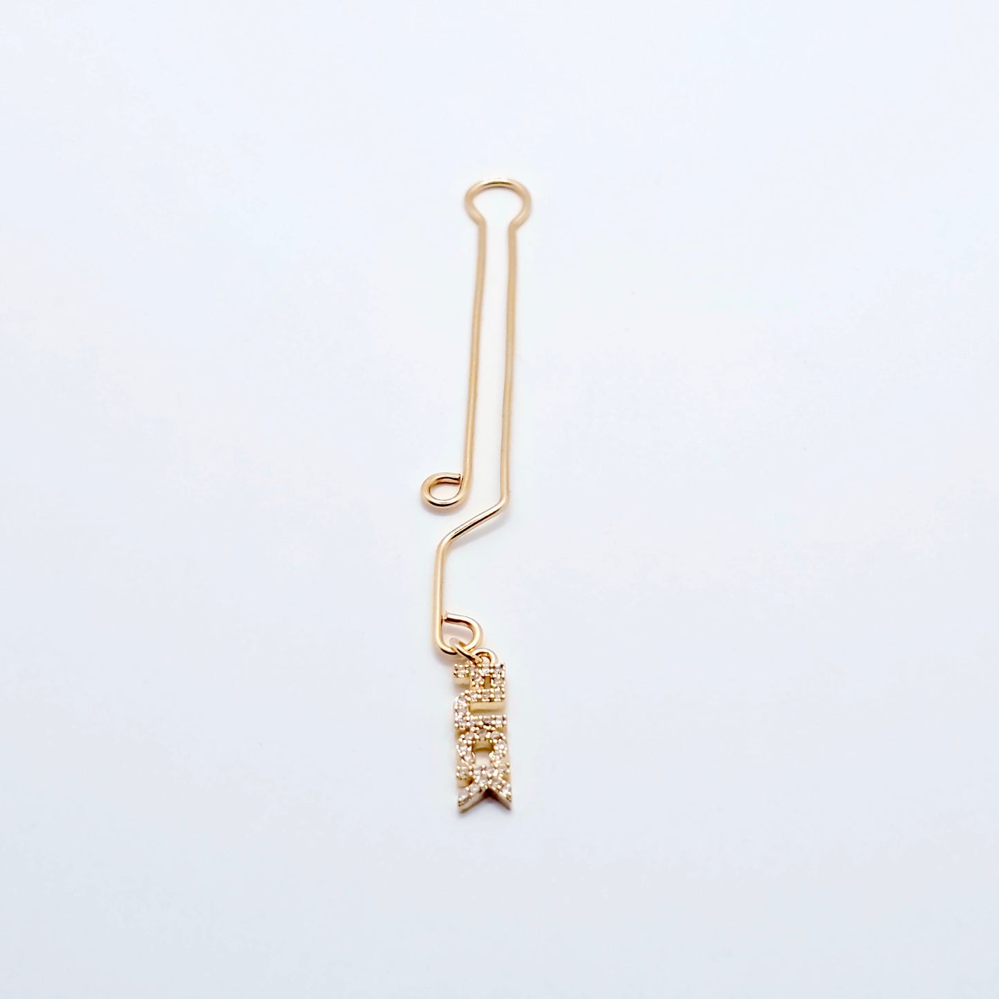 Naughty Gold Labia Clip with CZ Pendant - FUCK