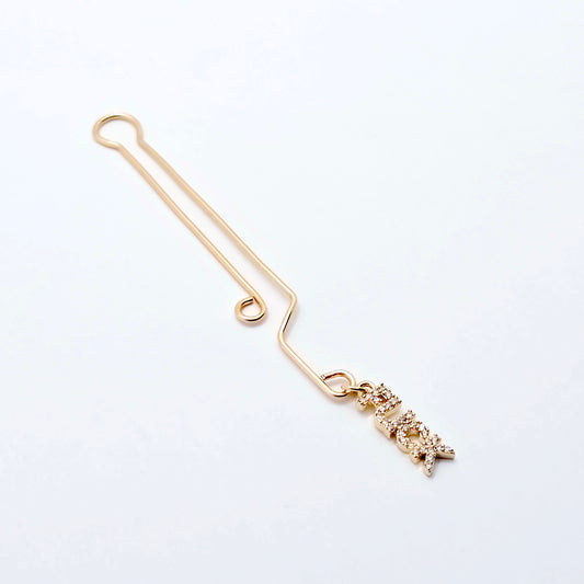 Naughty Gold Labia Clip with CZ Pendant - FUCK
