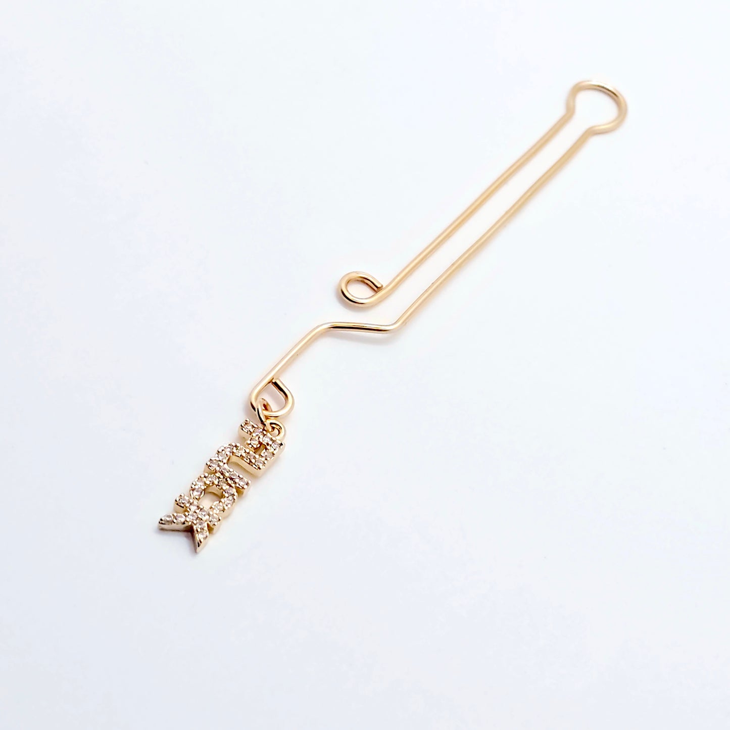 Naughty Gold Labia Clip with CZ Pendant - FUCK