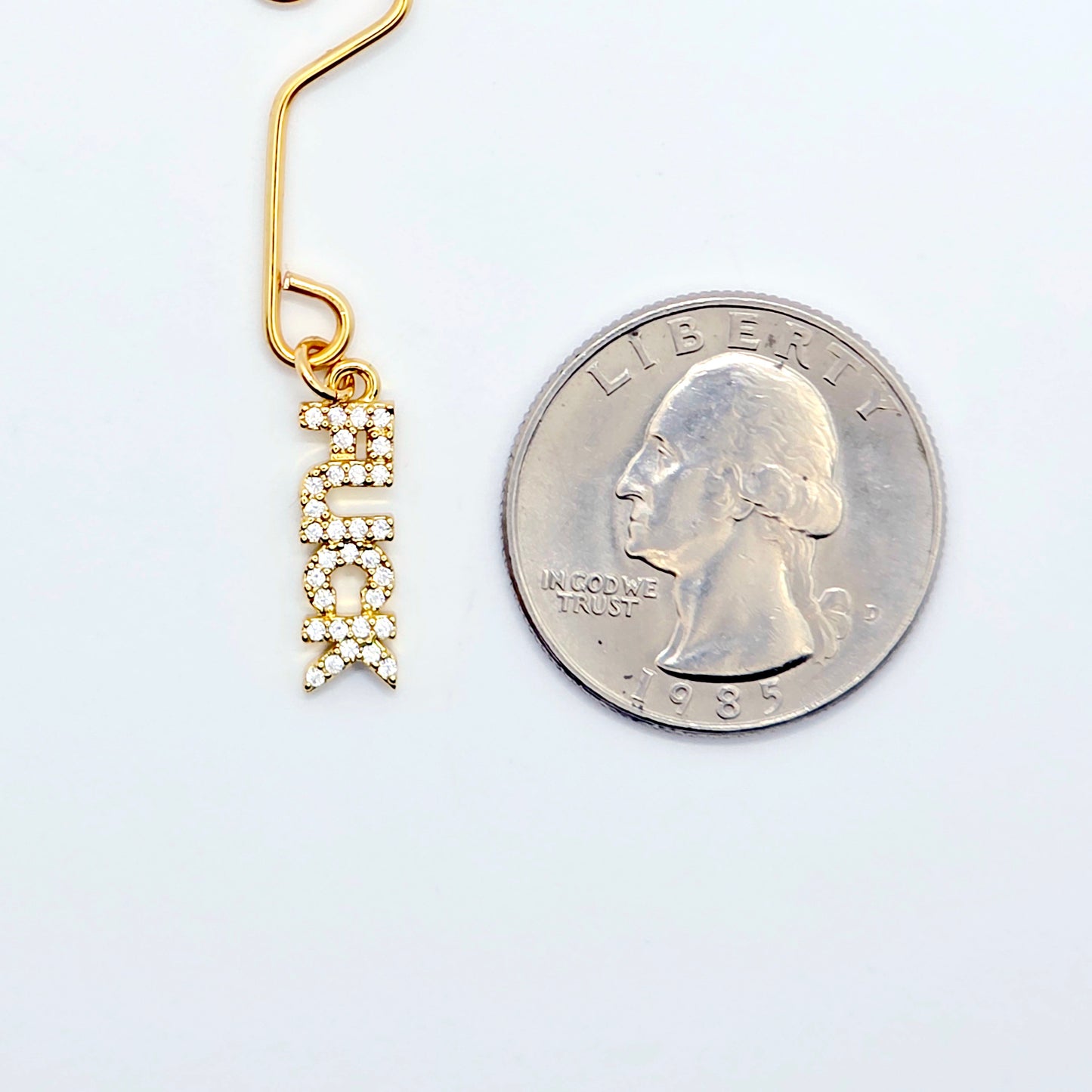 Naughty Gold Labia Clip with CZ Pendant - FUCK