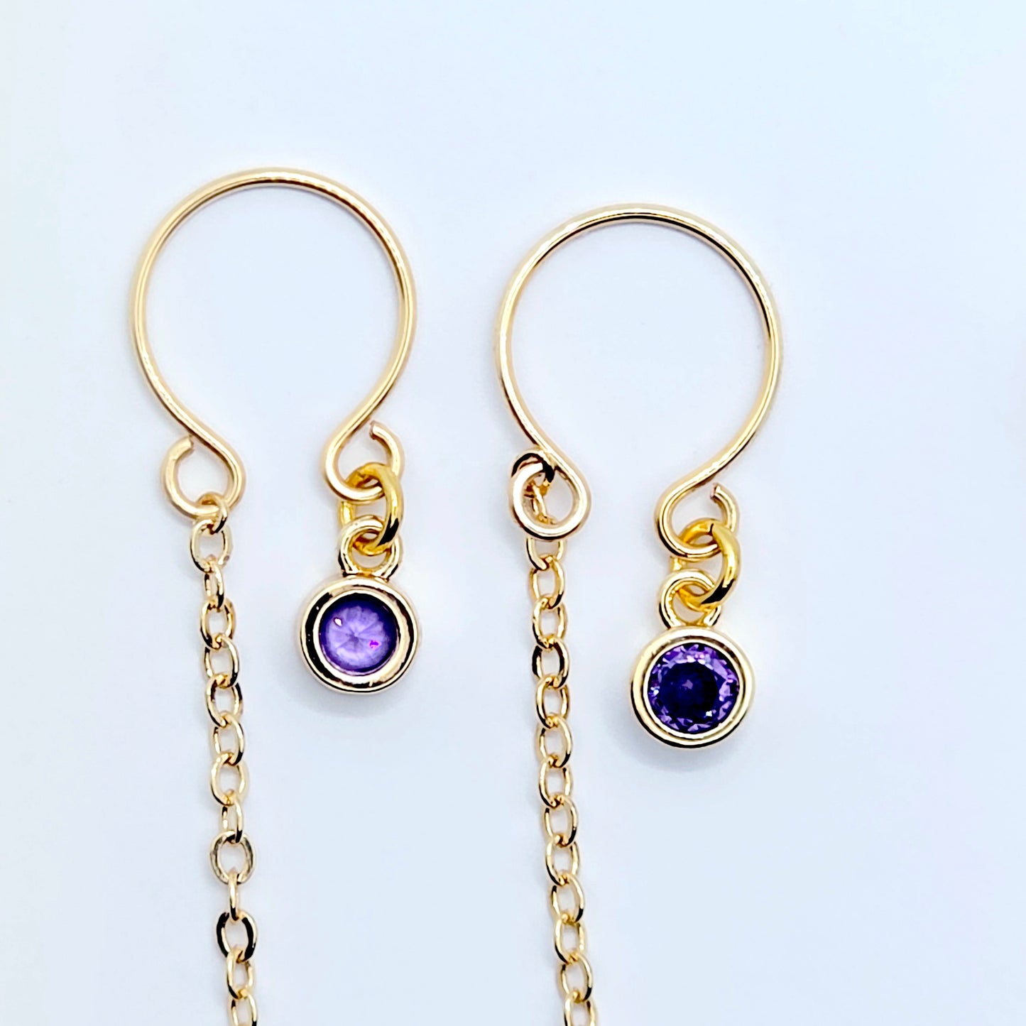 18K Gold Necklace to Nipple with Purple Heart Pendant, Your Choice of Nipple Attachment