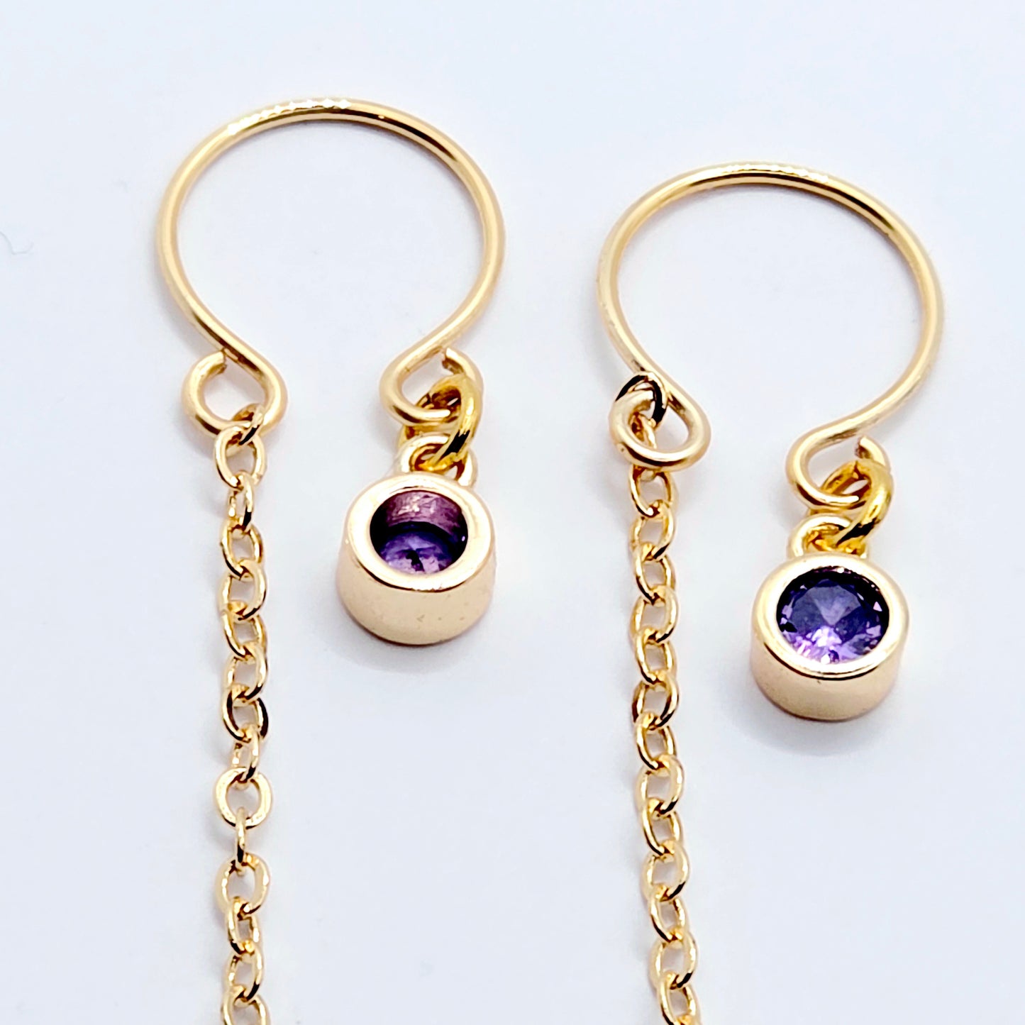 18K Gold Necklace to Nipple with Purple Heart Pendant, Your Choice of Nipple Attachment