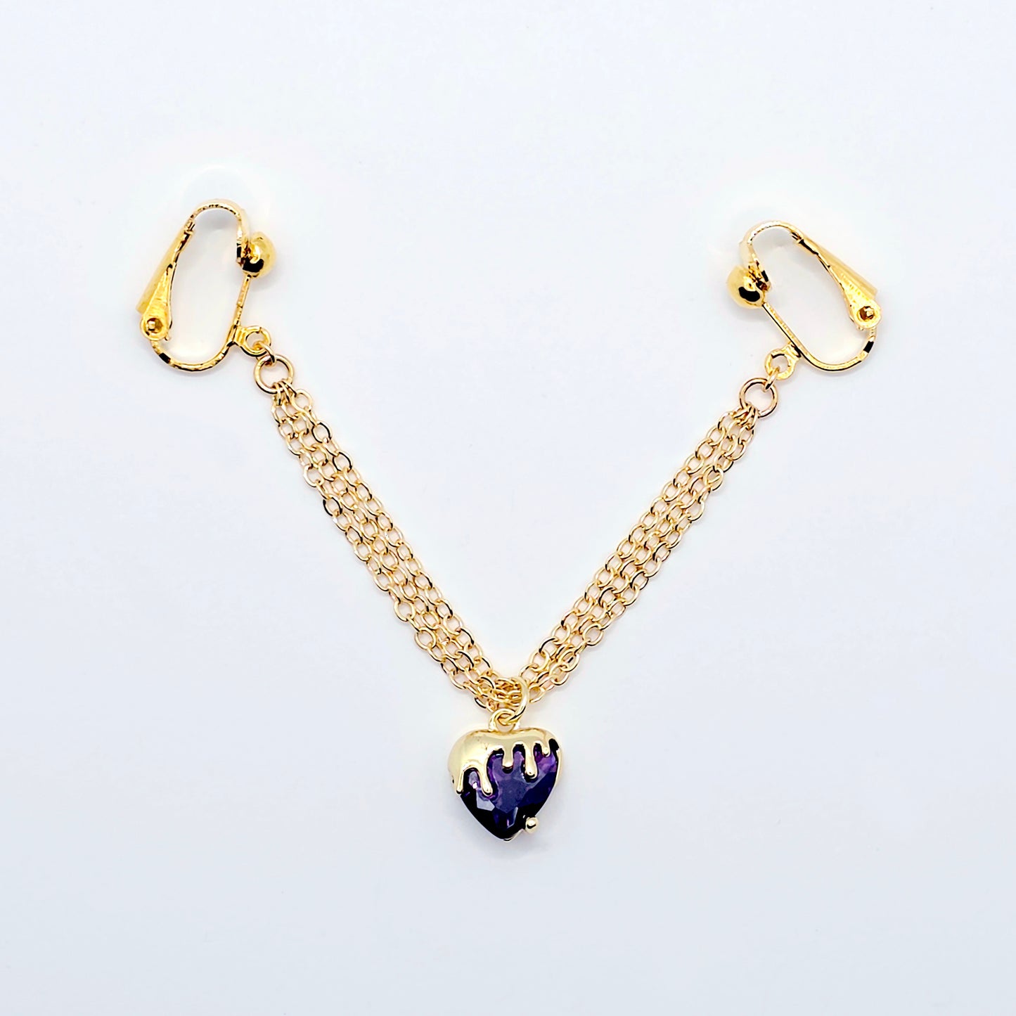 Gold and Purple Labia Chain Dangle, Elegant Non-Piercing Intimate Body Jewelry for Women