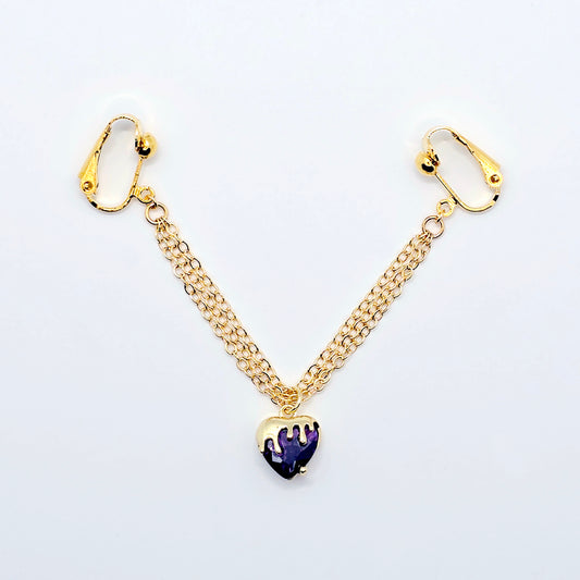 Gold and Purple Labia Chain Dangle, Elegant Non-Piercing Intimate Body Jewelry for Women
