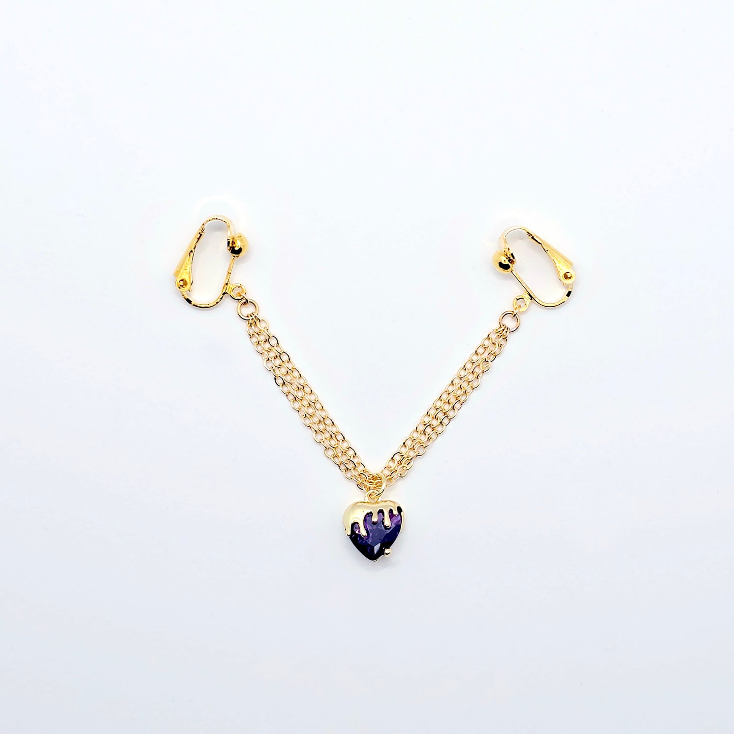 Gold and Purple Labia Chain Dangle, Elegant Non-Piercing Intimate Body Jewelry for Women
