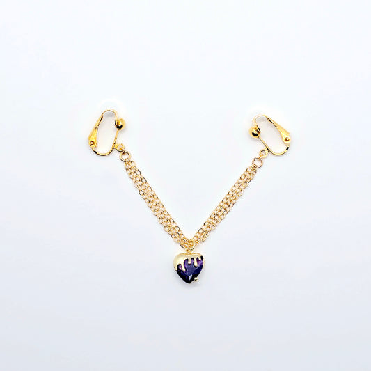 Gold and Purple Labia Chain Dangle, Elegant Non-Piercing Intimate Body Jewelry for Women