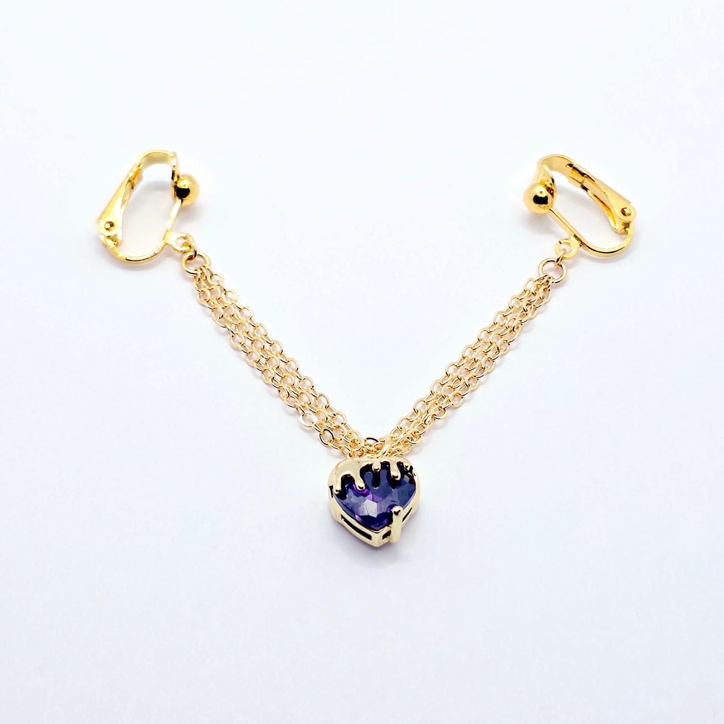 Gold and Purple Labia Chain Dangle, Elegant Non-Piercing Intimate Body Jewelry for Women