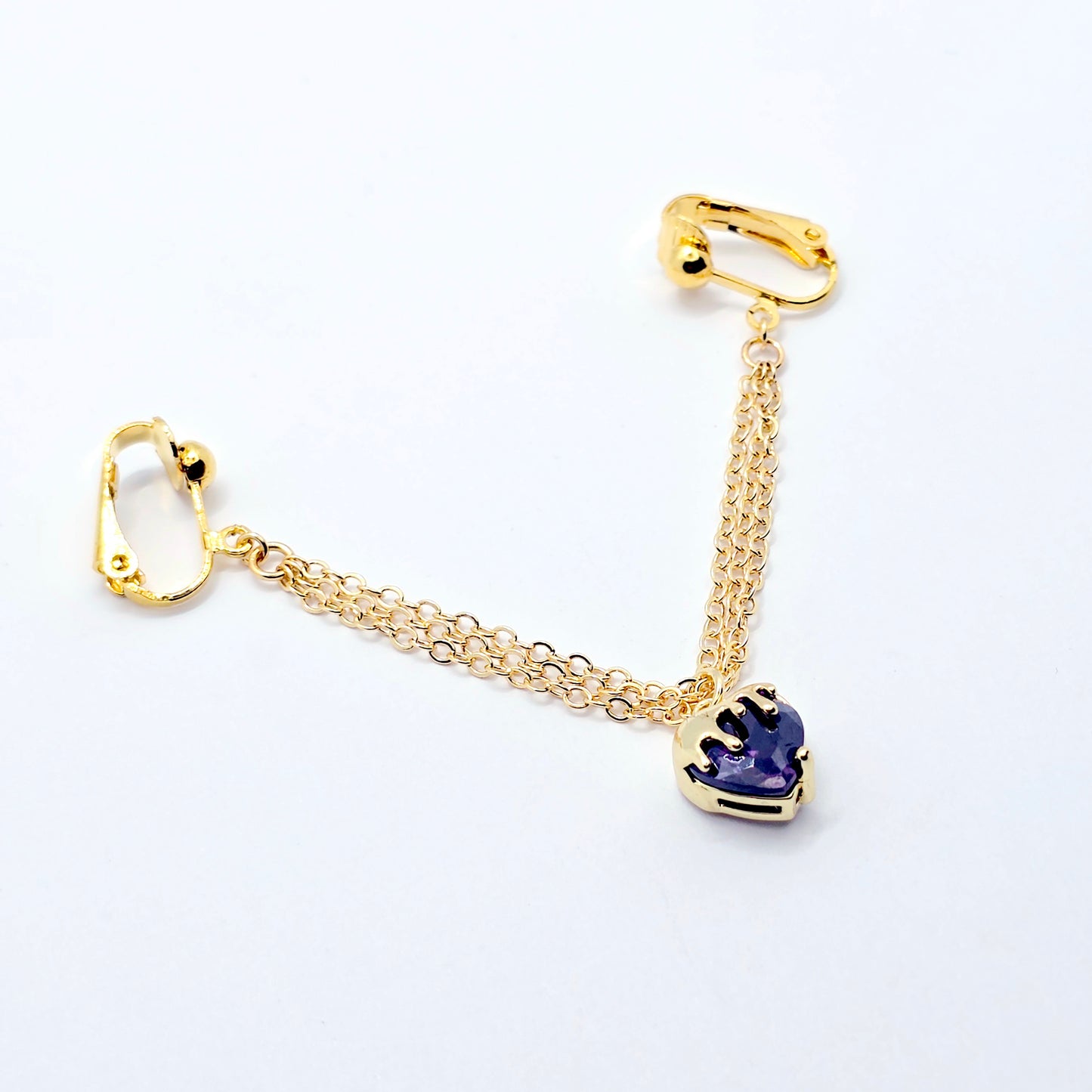 Gold and Purple Labia Chain Dangle, Elegant Non-Piercing Intimate Body Jewelry for Women