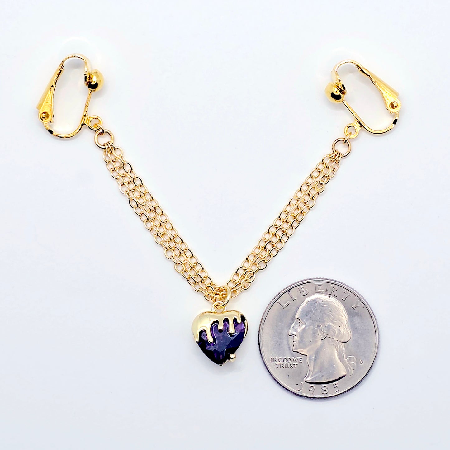 Gold and Purple Labia Chain Dangle, Elegant Non-Piercing Intimate Body Jewelry for Women