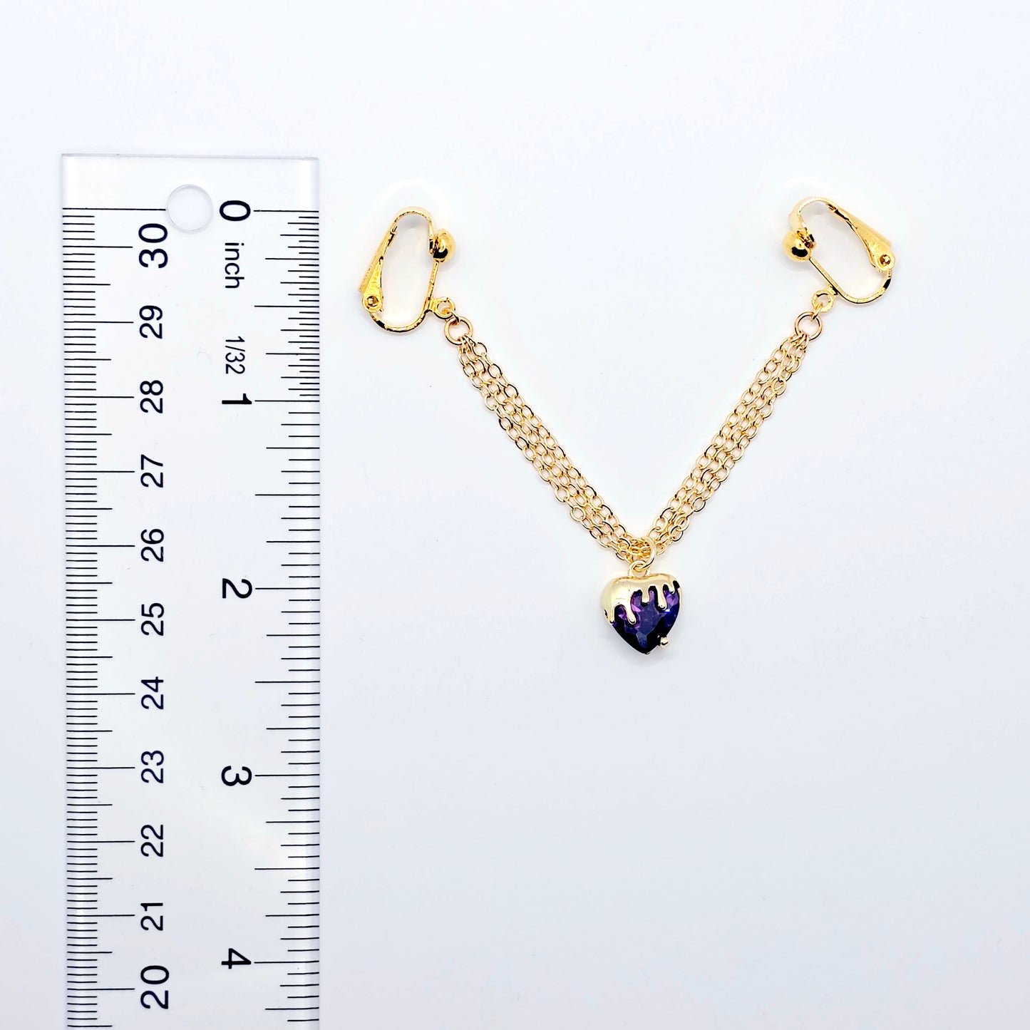 Gold and Purple Labia Chain Dangle, Elegant Non-Piercing Intimate Body Jewelry for Women