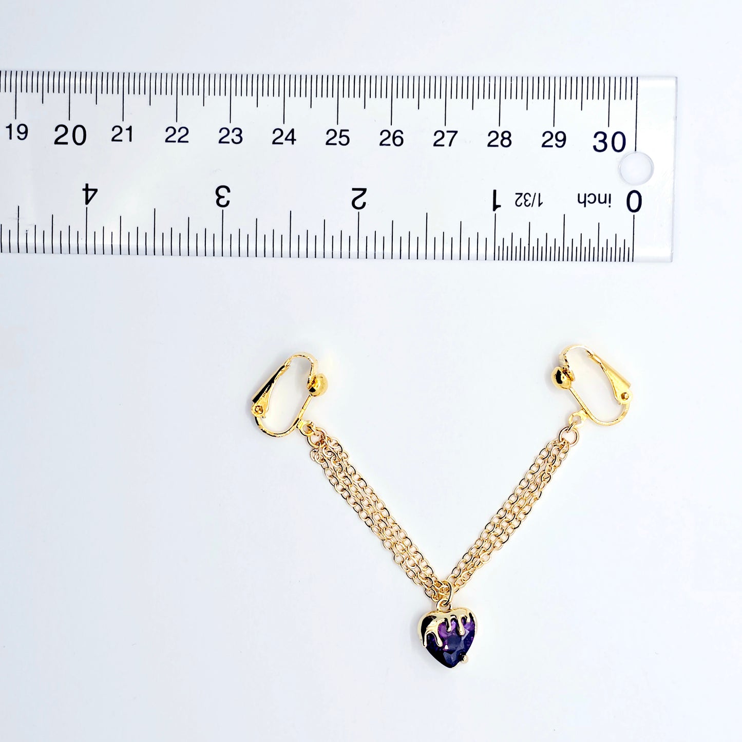 Gold and Purple Labia Chain Dangle, Elegant Non-Piercing Intimate Body Jewelry for Women