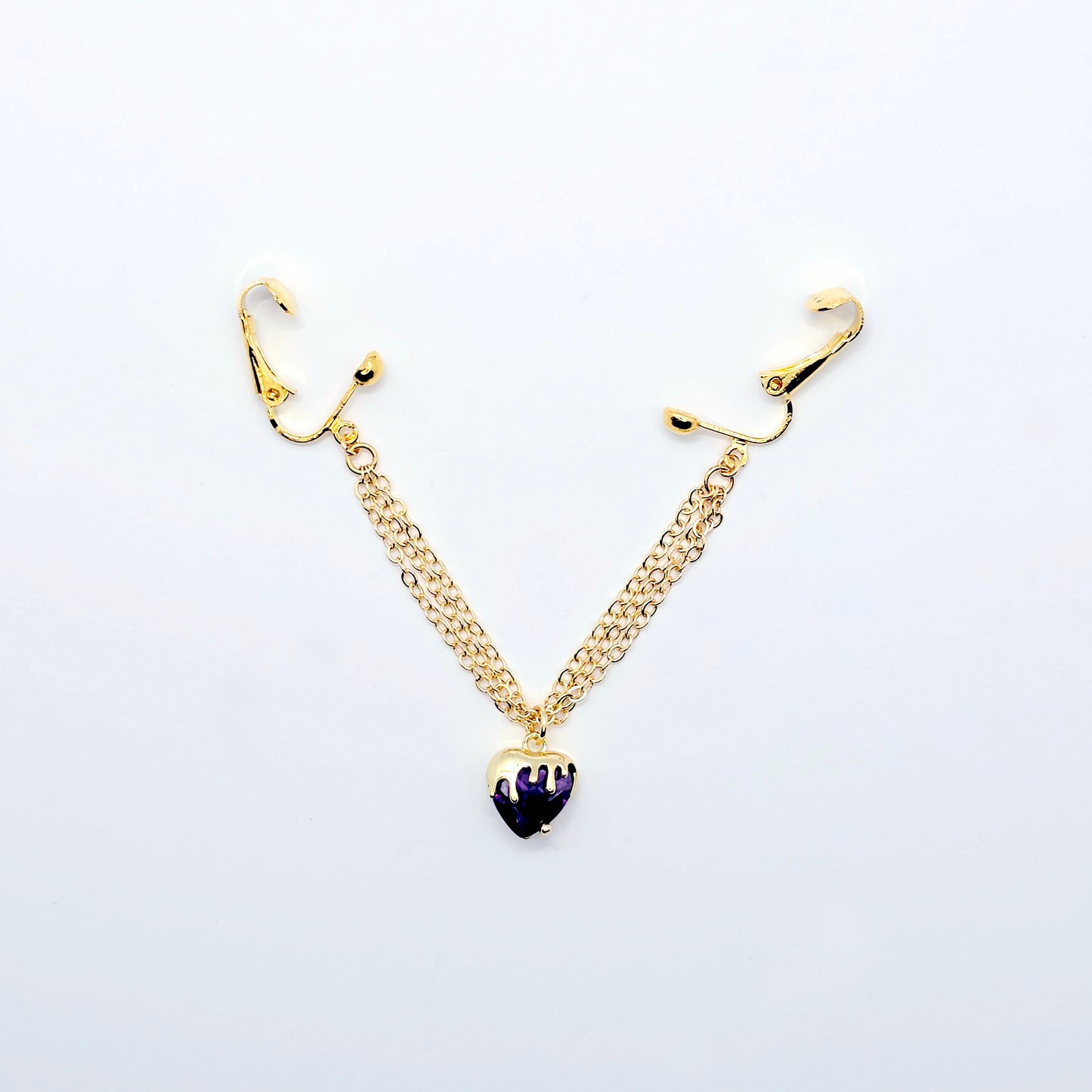 Gold and Purple Labia Chain Dangle, Elegant Non-Piercing Intimate Body Jewelry for Women