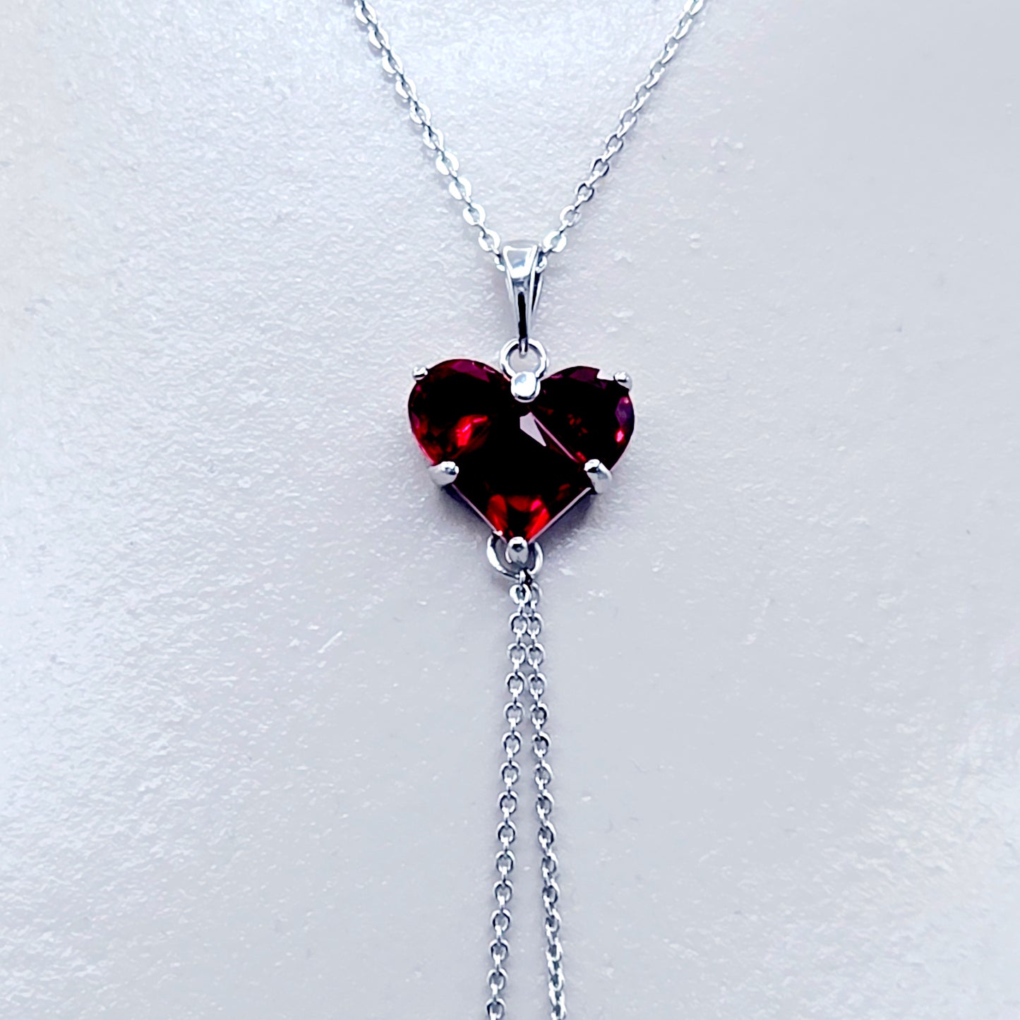 Heart Necklace to Nipple. Platinum and CZ. Multiple Nipple Attachment Options.