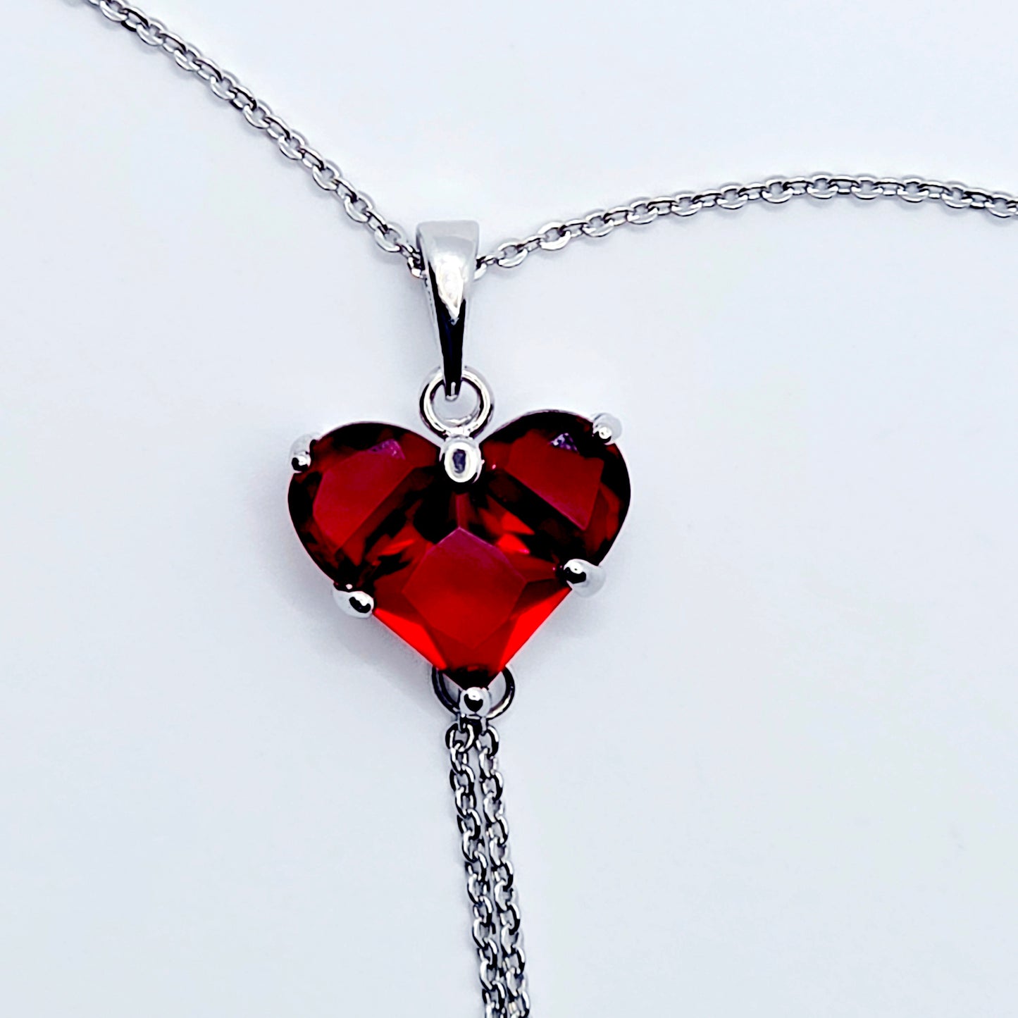 Heart Necklace to Nipple. Platinum and CZ. Multiple Nipple Attachment Options.