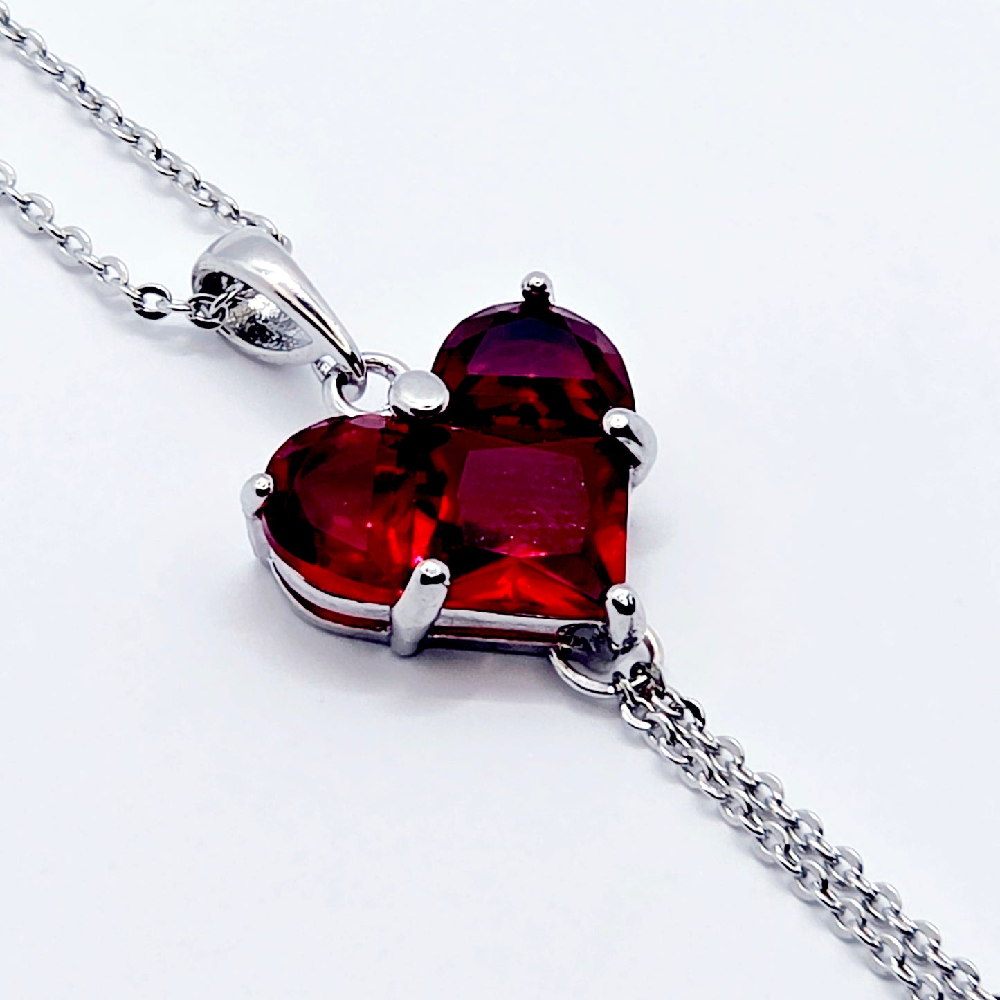 Heart Necklace to Nipple. Platinum and CZ. Multiple Nipple Attachment Options.