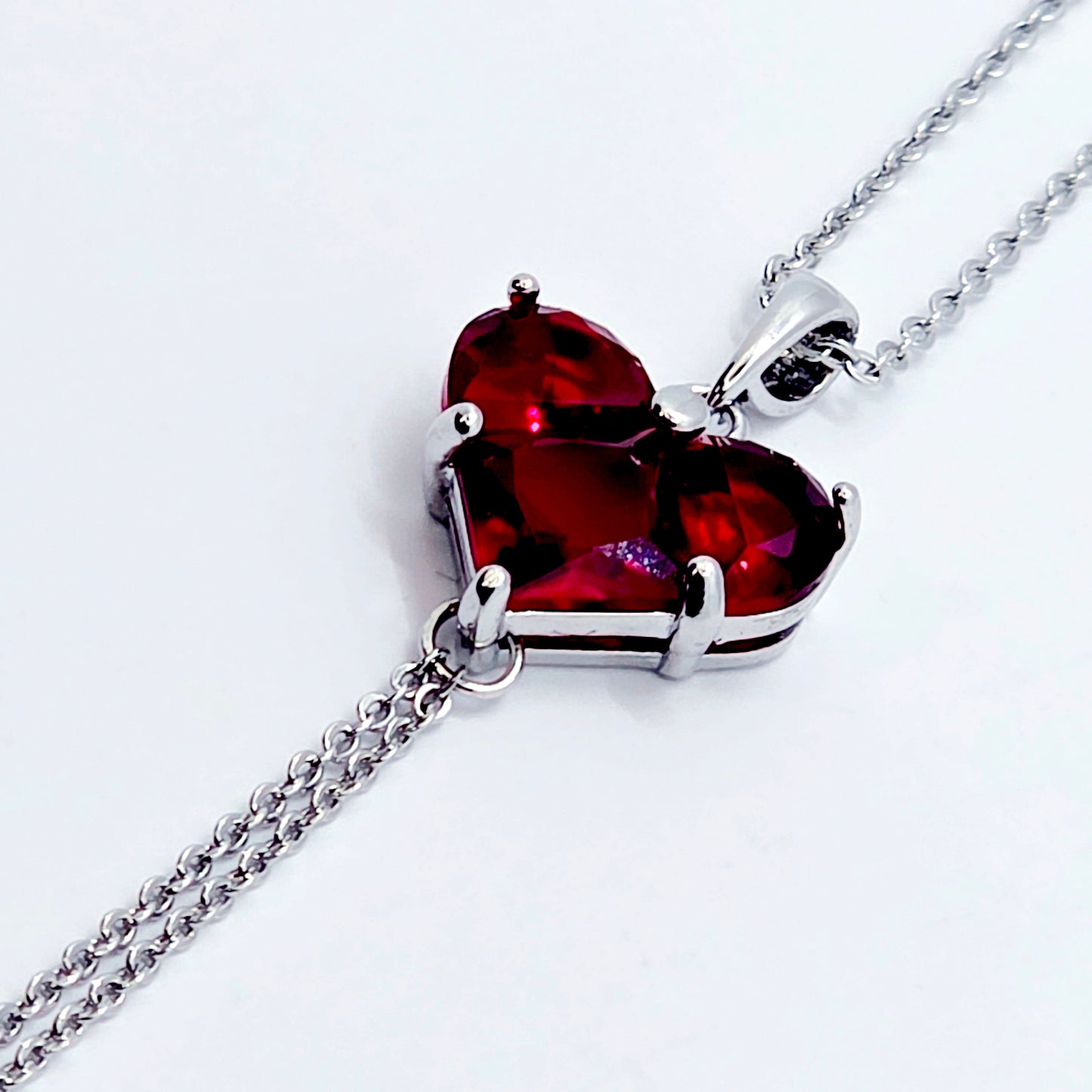 Heart Necklace to Nipple. Platinum and CZ. Multiple Nipple Attachment Options.