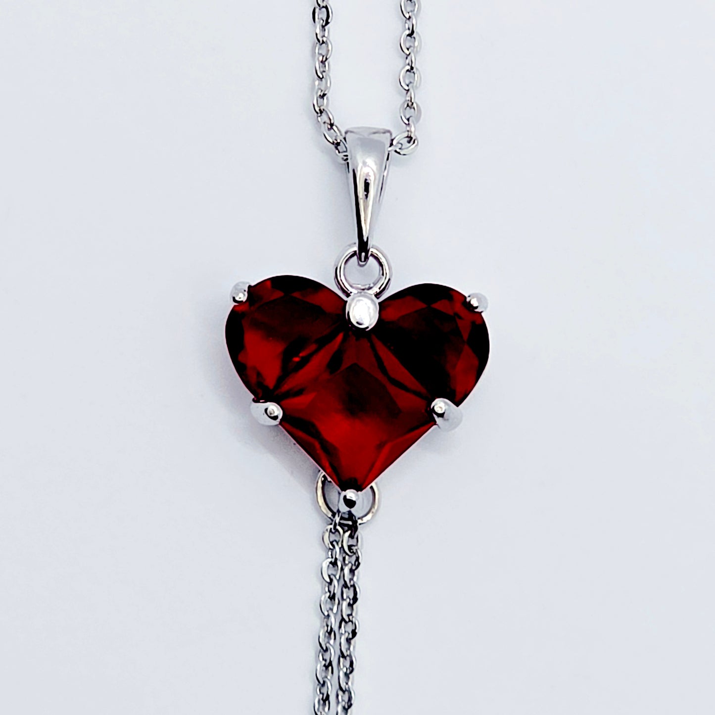 Heart Necklace to Nipple. Platinum and CZ. Multiple Nipple Attachment Options.