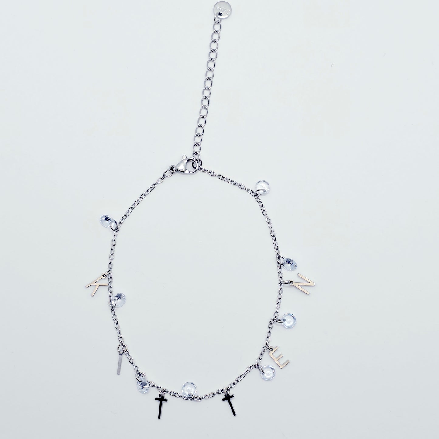 BDSM Kitten Anklet. Stainless Steel and Crystal Ankle Bracelet for Submissive.