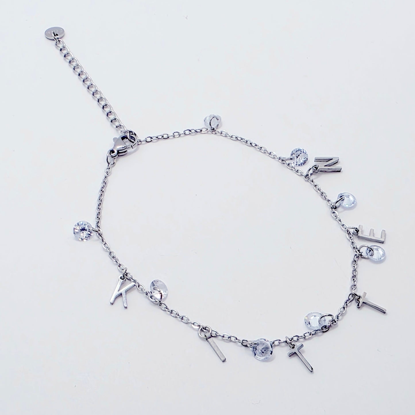 BDSM Kitten Anklet. Stainless Steel and Crystal Ankle Bracelet for Submissive.