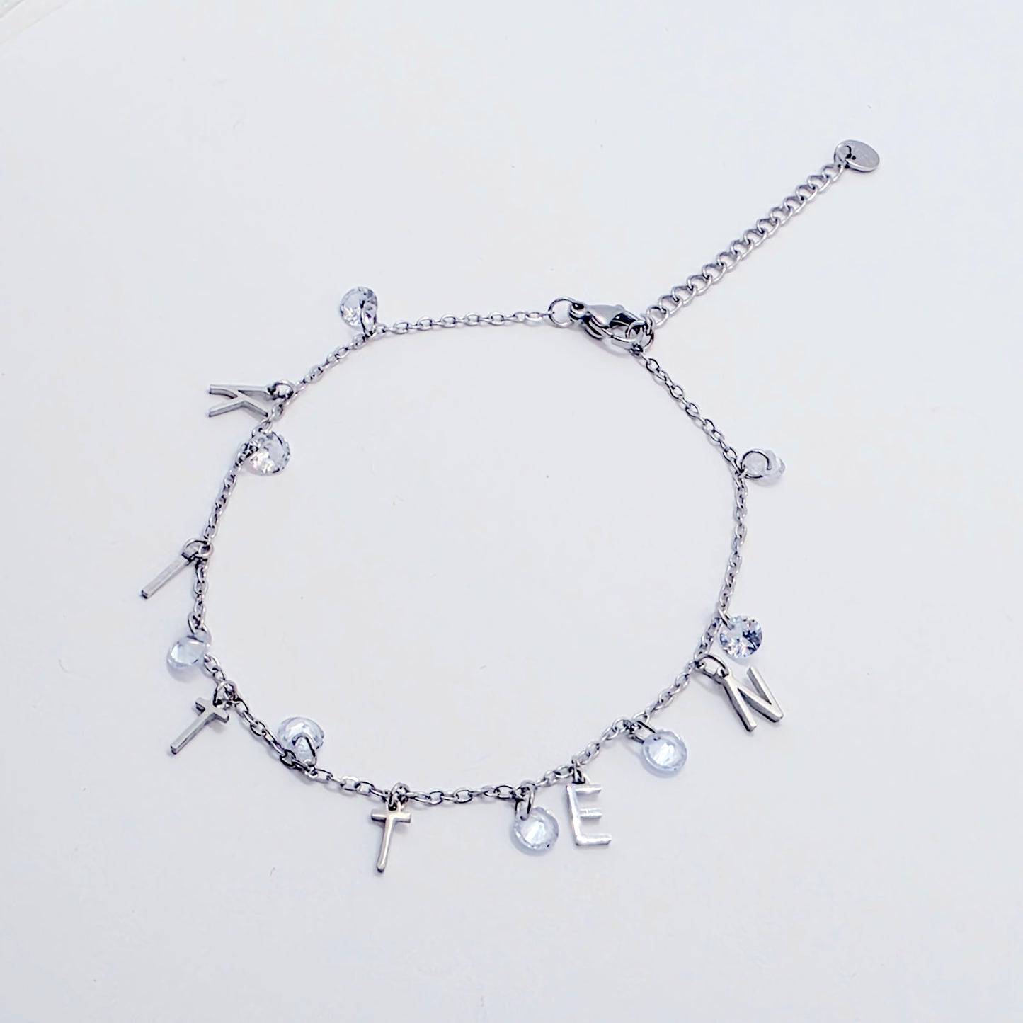 BDSM Kitten Anklet. Stainless Steel and Crystal Ankle Bracelet for Submissive.
