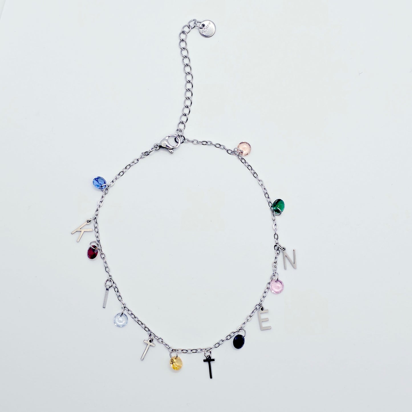 Kitten Ankle Bracelet with Colorful Crystals. BDSM Submissive, Pet Play