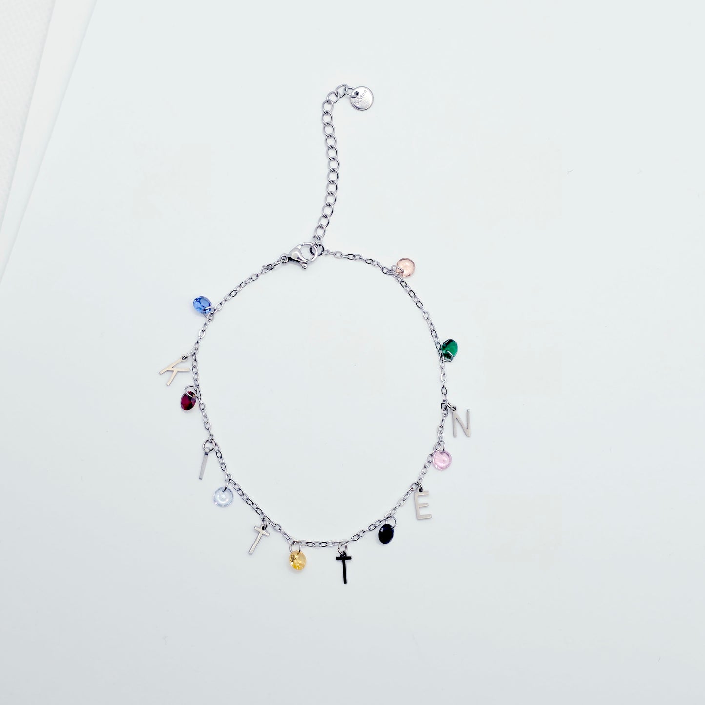 Kitten Ankle Bracelet with Colorful Crystals. BDSM Submissive, Pet Play