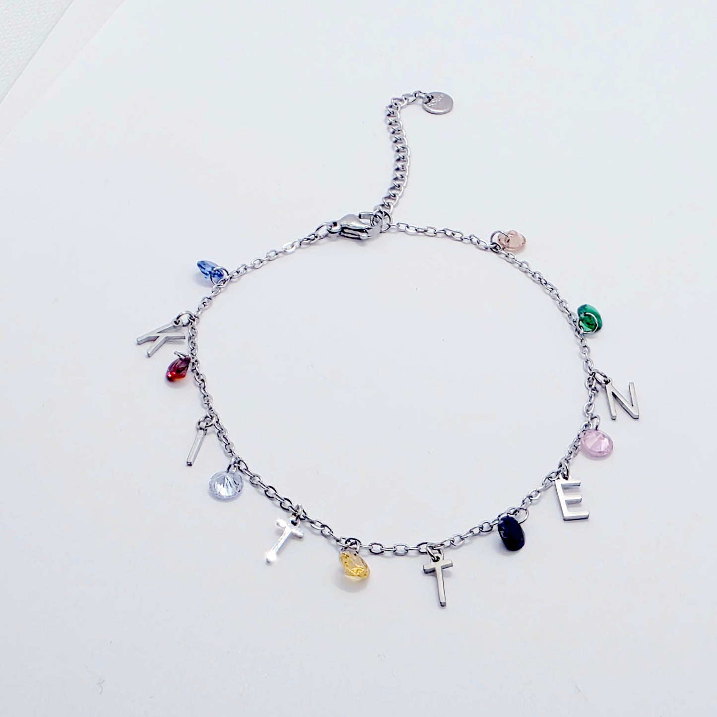 Kitten Ankle Bracelet with Colorful Crystals. BDSM Submissive, Pet Play