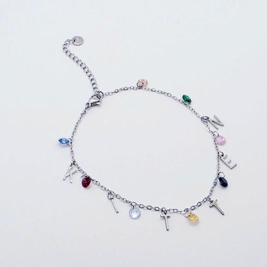 Kitten Ankle Bracelet with Colorful Crystals. BDSM Submissive, Pet Play