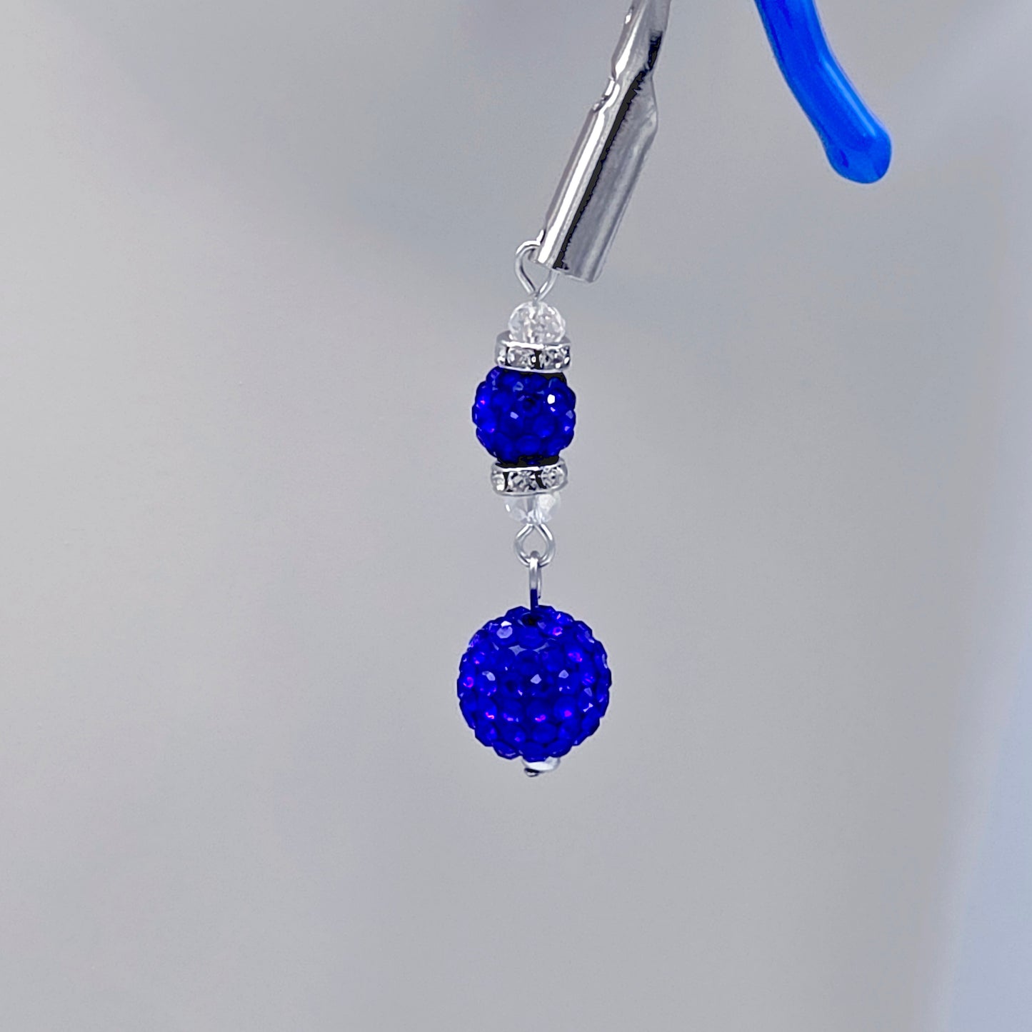 Pair of Adjustable Nipple Clamps with Blue Tips and Sparkling blue beads